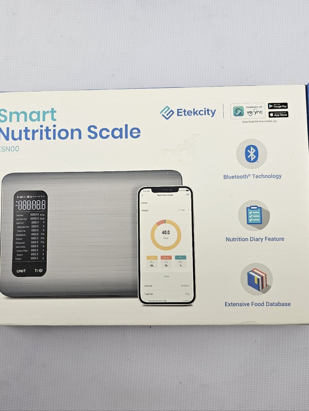 Etekcity ESN00 Digital Smart  Nutrition Kitchen Food Scale Bluetooth